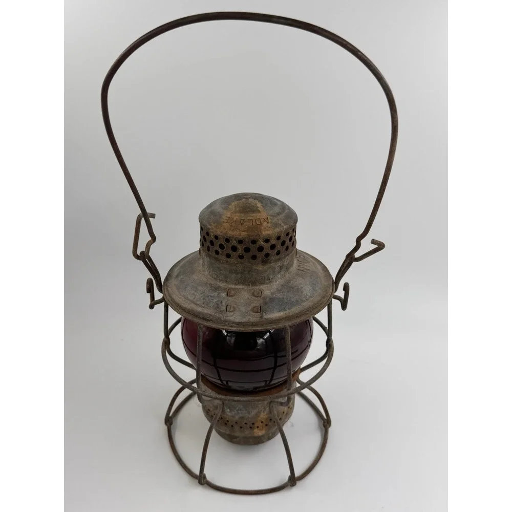 Adlake Kero NYCS New York Central Railroad Lantern Red Globe Antique Kerosene